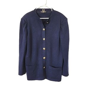 Vintage St John Basics Navy Santana Knit Jacket and Top Set Large